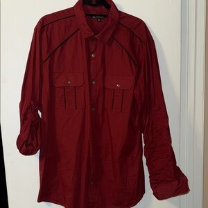 INC International Concepts Men's Deep Red Casual Shirt